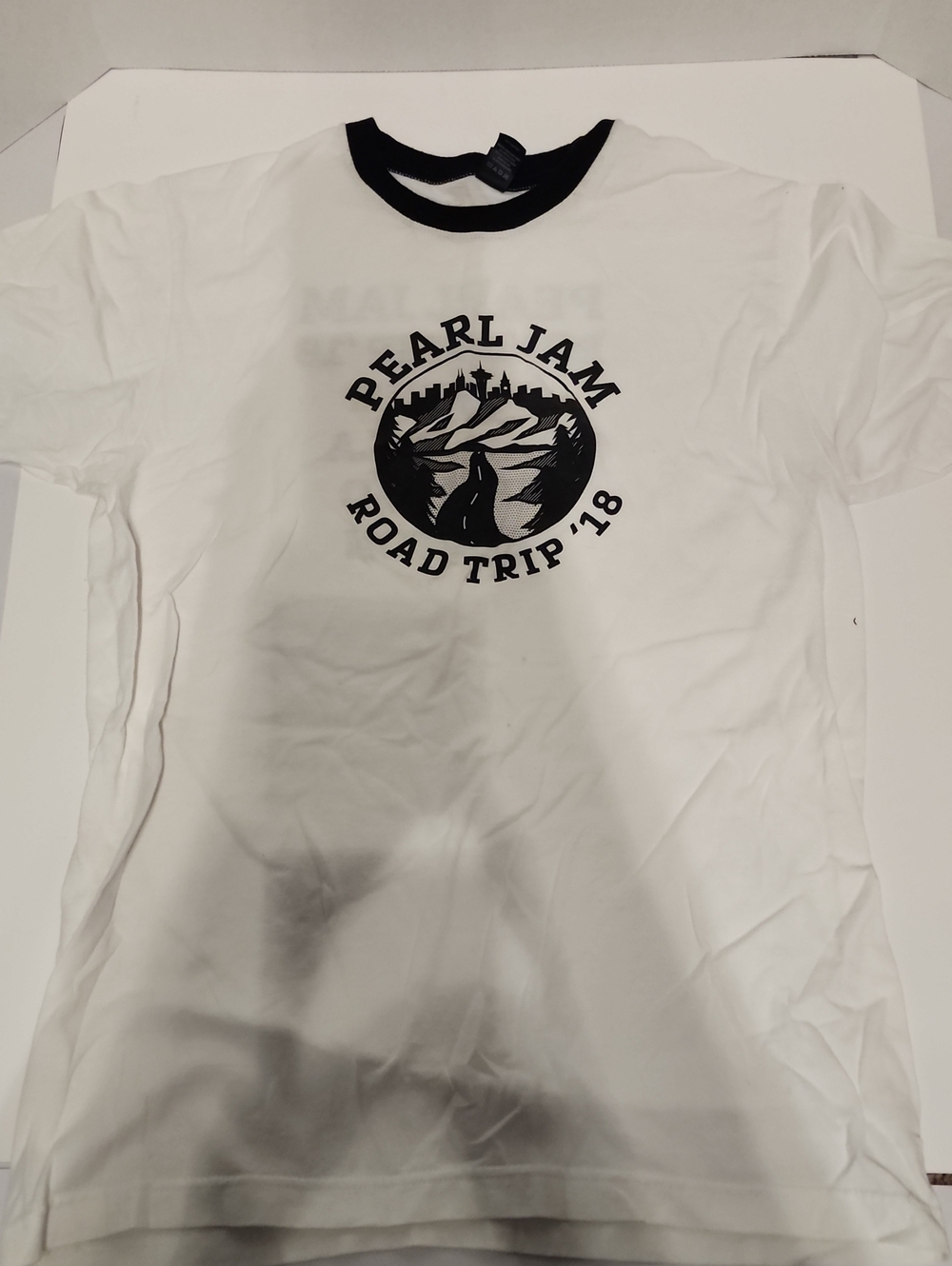 Pearl White Ringer Tee with Black Graphic